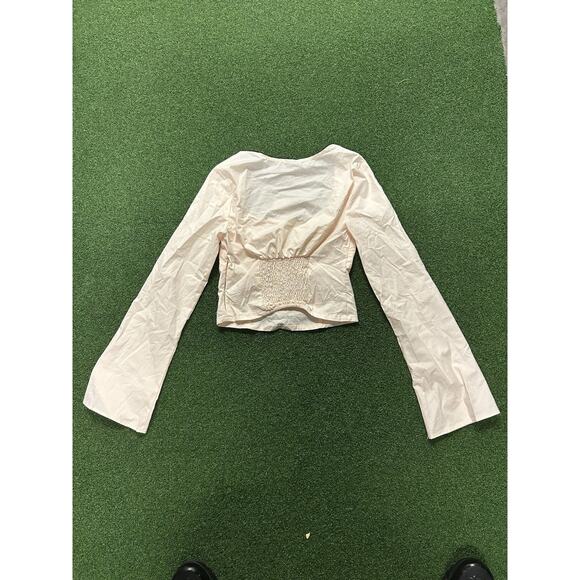 Wild Fable Blouse Womens XS Light Pink Long Sleeve Square Neck Crop Top New - Picture 6 of 7